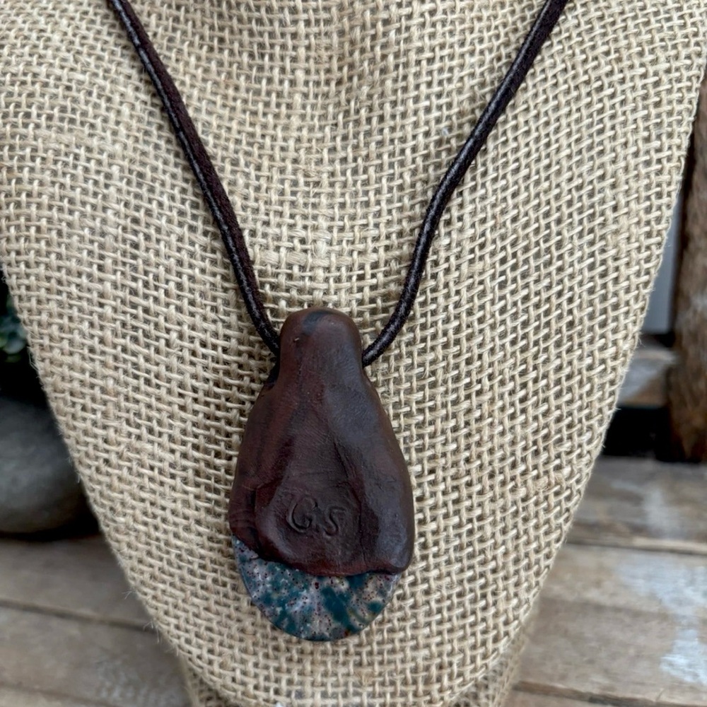 Kokopelli On Australian Opal Gemstone Pendant On Leather Cord NEW! - Picture 4 of 5